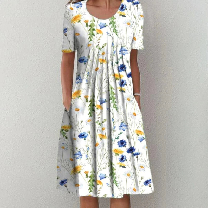 Celina | Women's Casual Floral Dress with Pockets and Short Sleeves