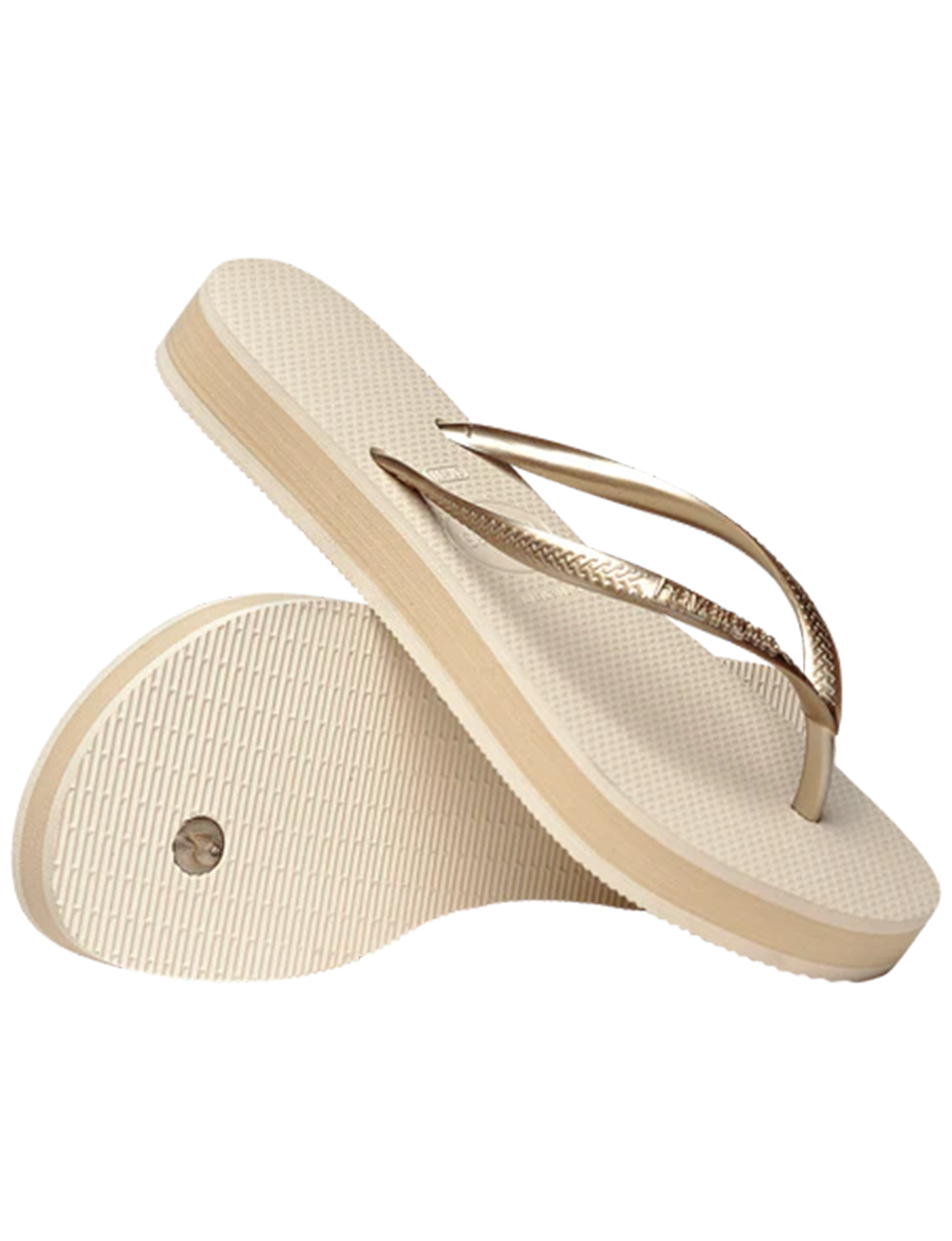 Slim Flatform Sandal, Beige
