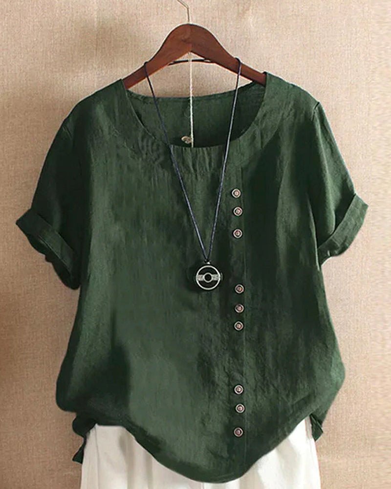 Delaney | Casual Short Sleeve Top with Button Front