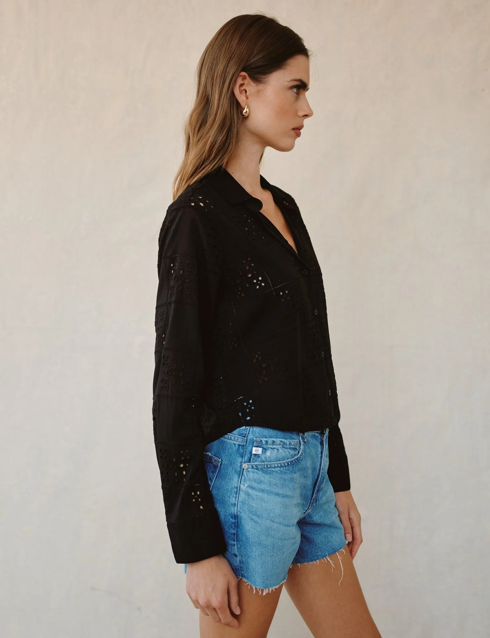 Contrast Button Down, Black