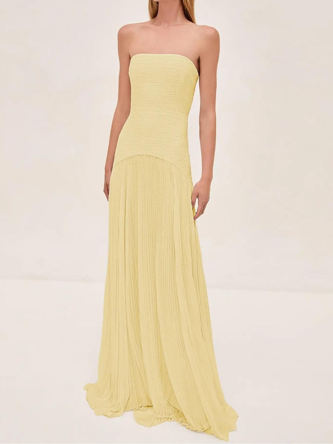 Evangeline | Women's Strapless Pleated Maxi Dress Formal Evening Gown