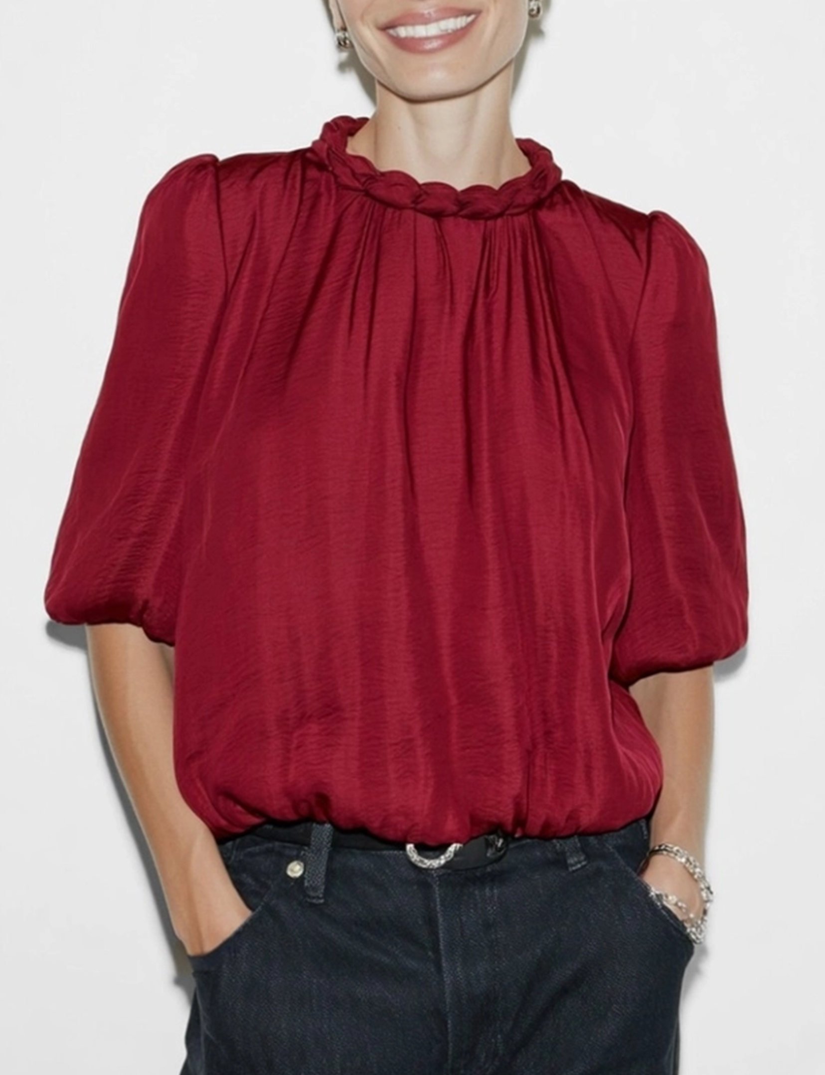 Billowy Blouse, Crimson Red