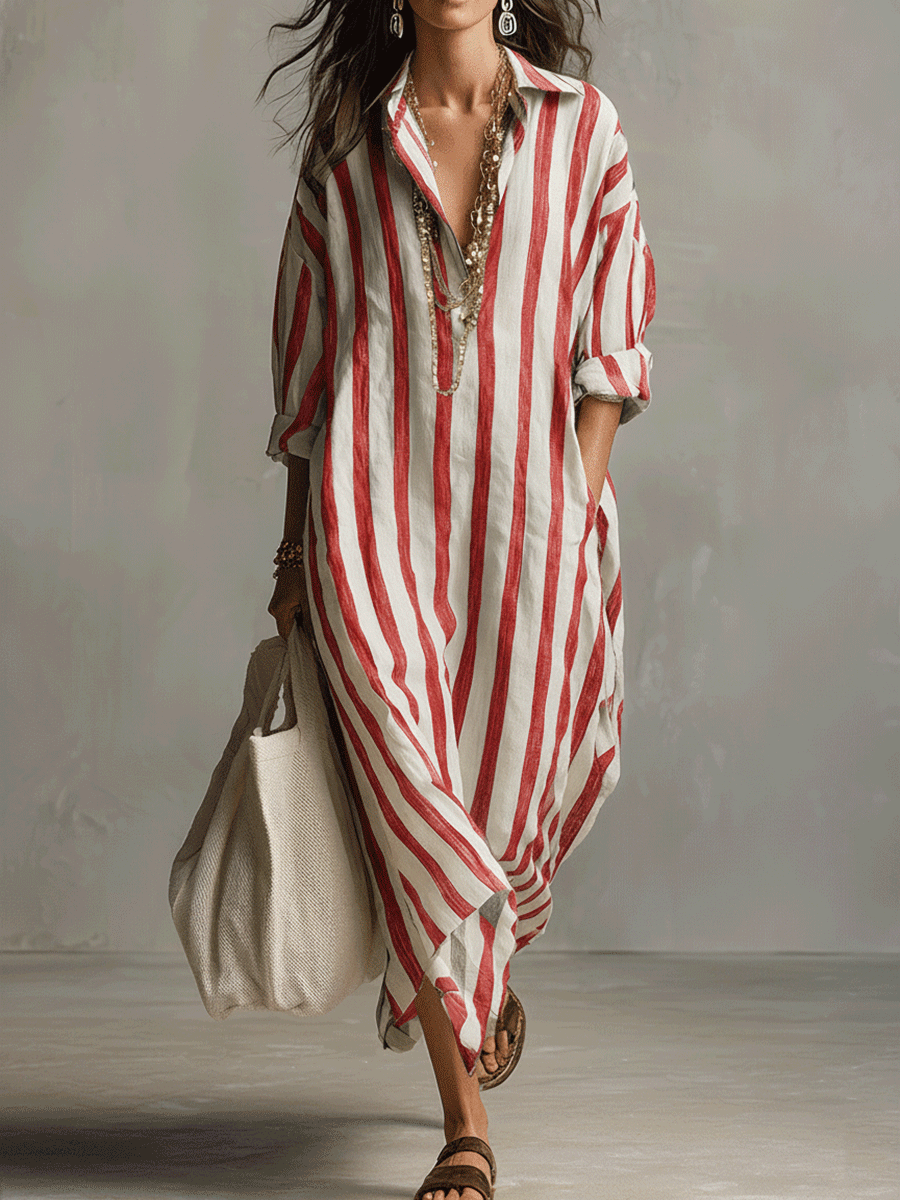 Brielle | Bohemian Maxi Dress with Casual Striped Design