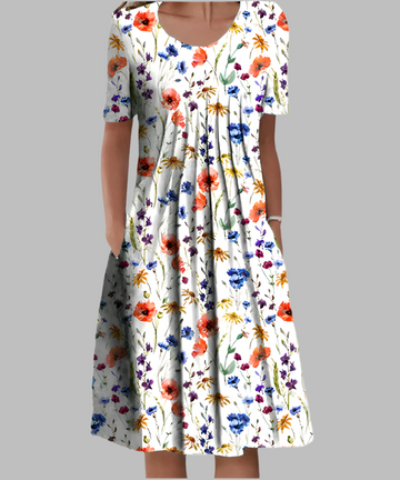 Aveline | Women's Midi Dress with Side Slit and Fitted Design