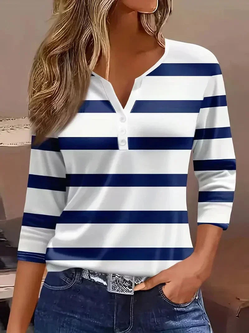 Amelia | Striped V-Neck Top