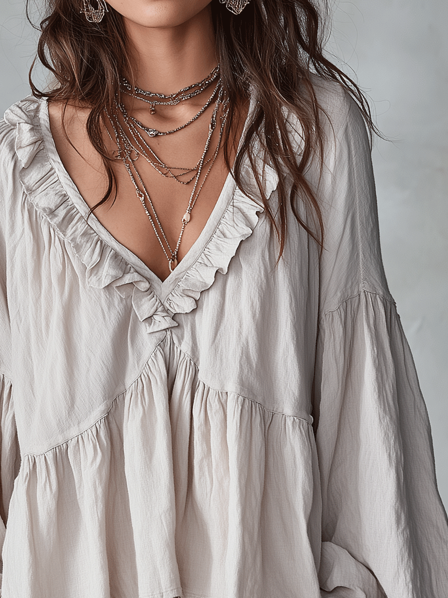 Clara | Women's Long Sleeve Bohemian Loose Fit Blouse