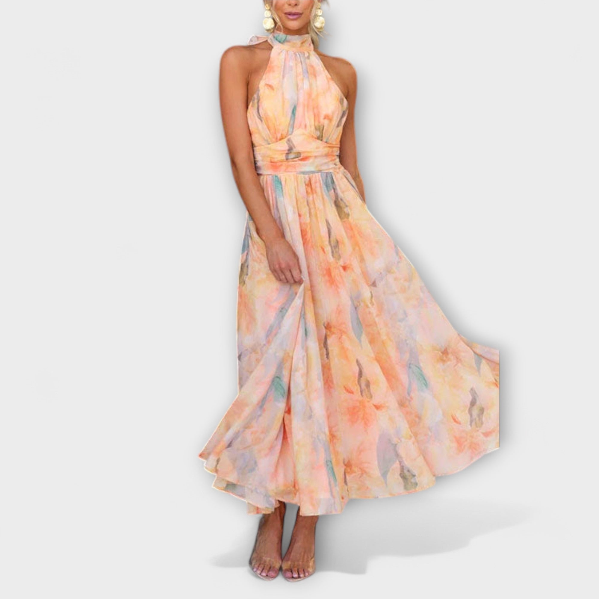 Elowen | Stylish Halter Maxi Dress Perfect for Summer Occasions