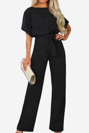 Blaire | Women's Wide-Leg Jumpsuit with Belt and Batwing Sleeves