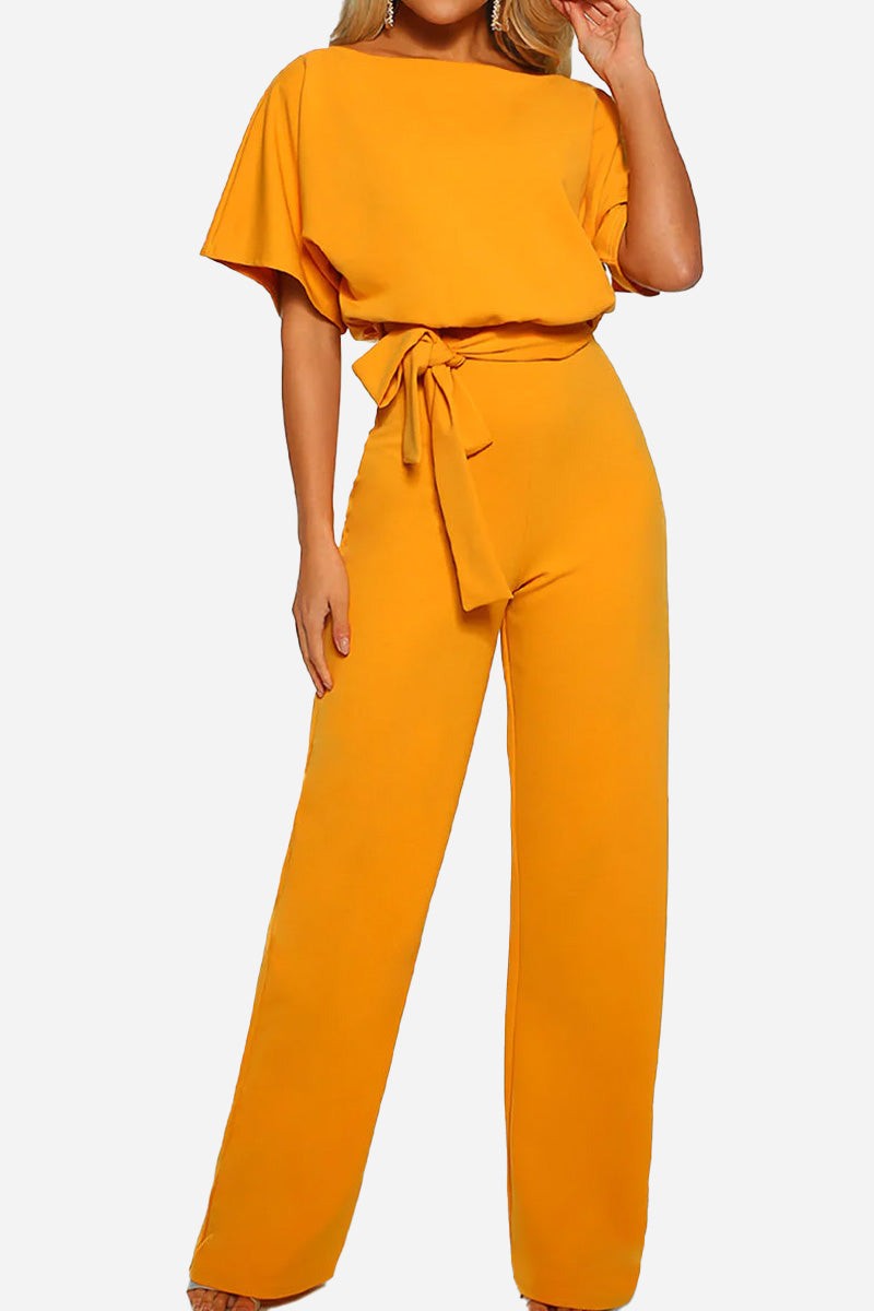 Blaire | Women's Wide-Leg Jumpsuit with Belt and Batwing Sleeves