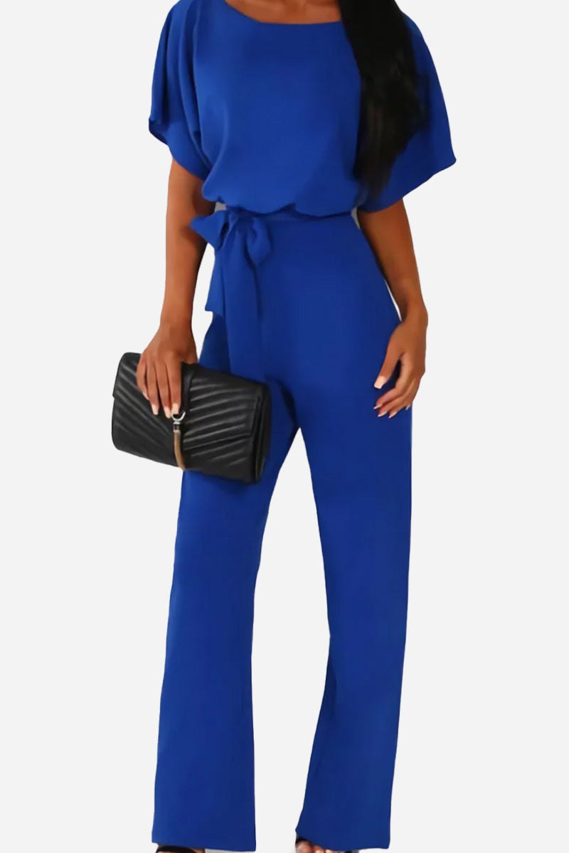 Blaire | Women's Wide-Leg Jumpsuit with Belt and Batwing Sleeves