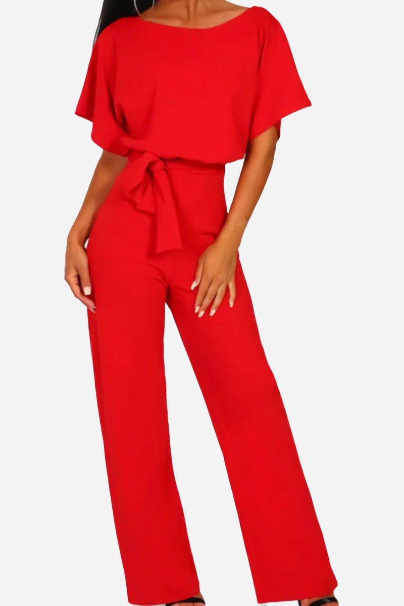 Blaire | Women's Wide-Leg Jumpsuit with Belt and Batwing Sleeves