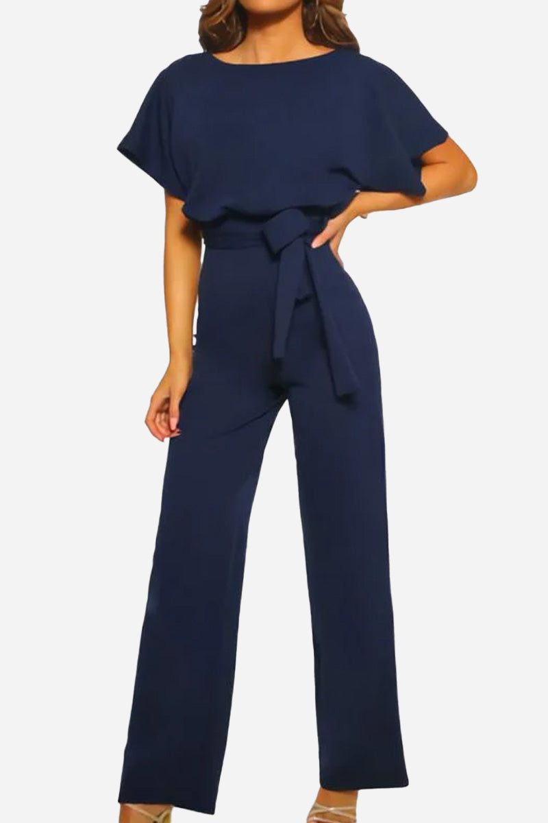 Blaire | Women's Wide-Leg Jumpsuit with Belt and Batwing Sleeves