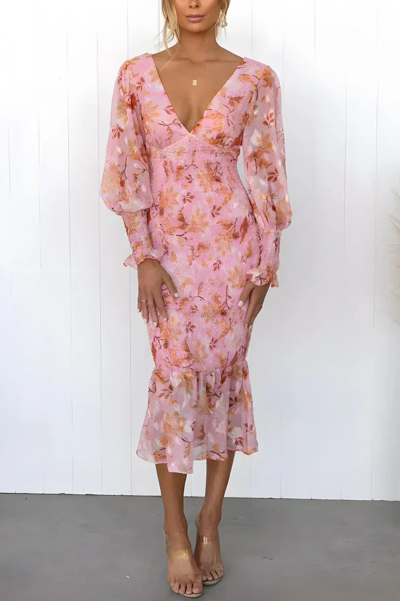 Everly | Women's Floral Dress with Short Sleeves and A-Line Skirt