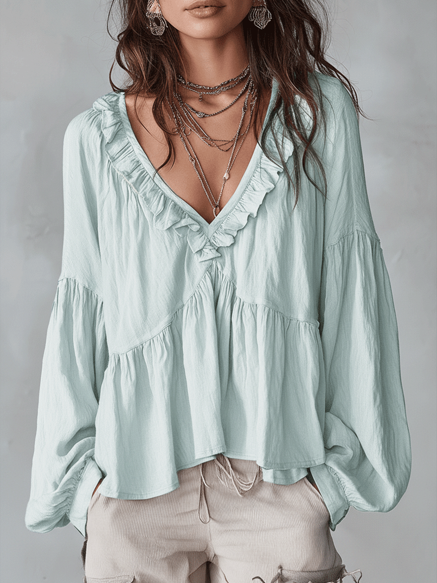 Clara | Women's Long Sleeve Bohemian Loose Fit Blouse