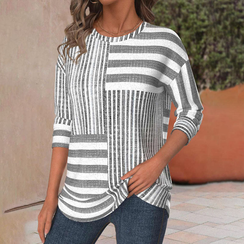 Avery | Striped Blouse with Short Sleeves