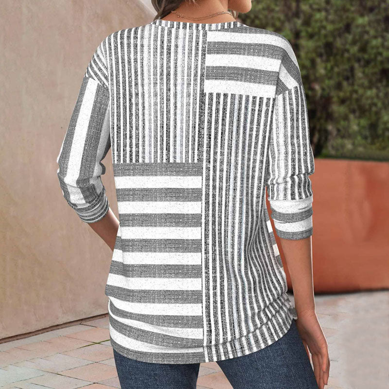 Avery | Striped Blouse with Short Sleeves