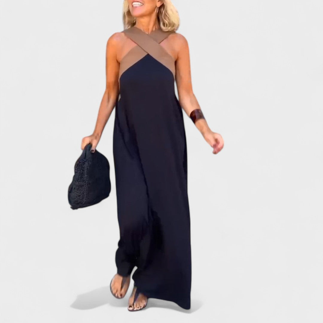 Elsie | Women's Cross-Neck Maxi Dress with Flowing Design and Versatile Style