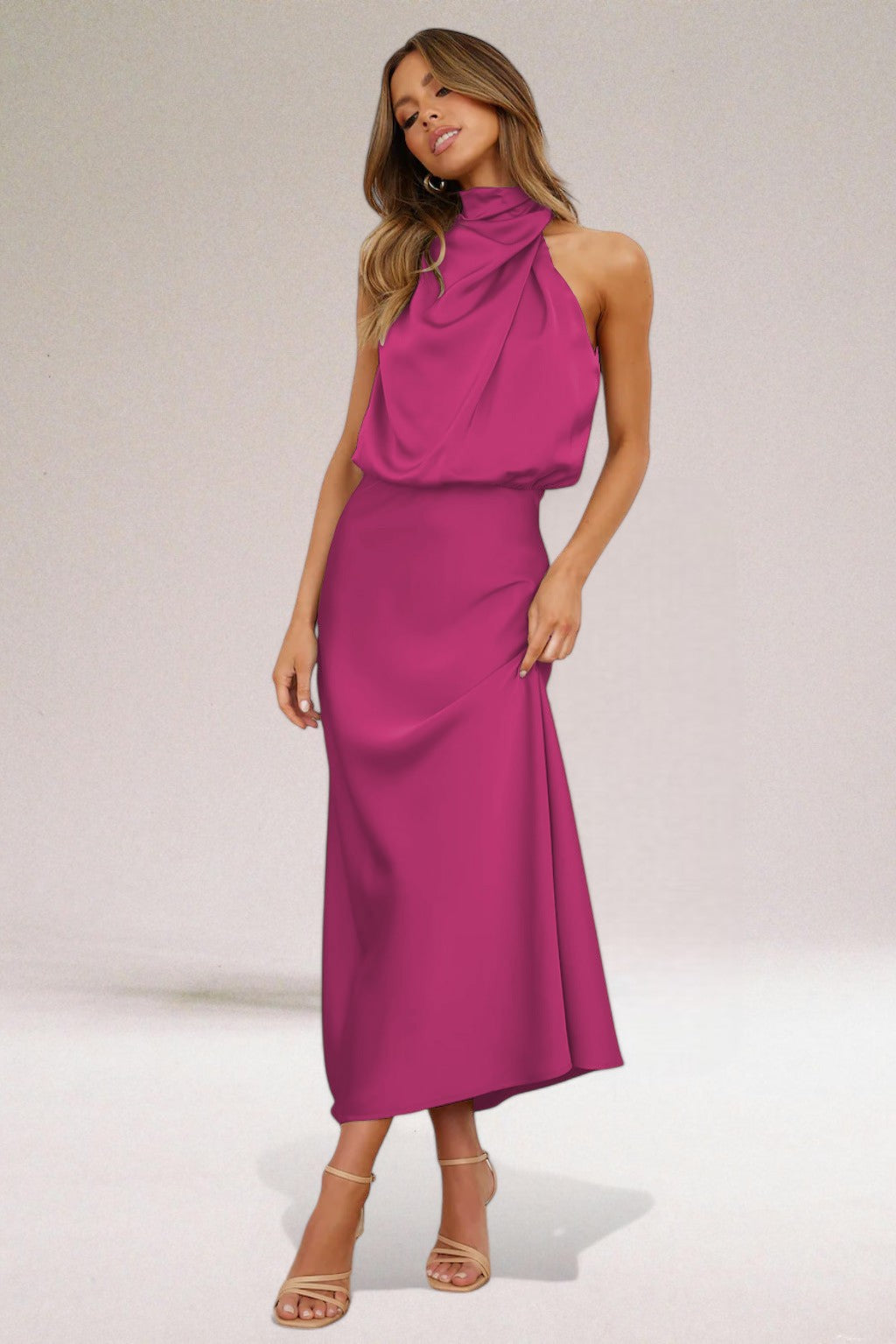Amalia | Women's Halter Neck Dress with Adjustable Straps and Flowy Design