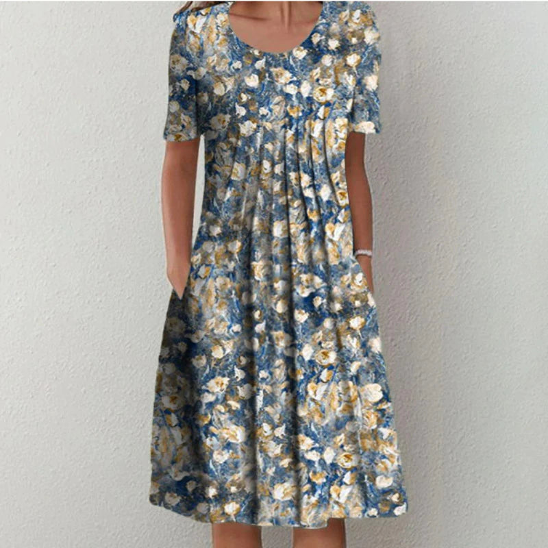 Celina | Women's Casual Floral Dress with Pockets and Short Sleeves