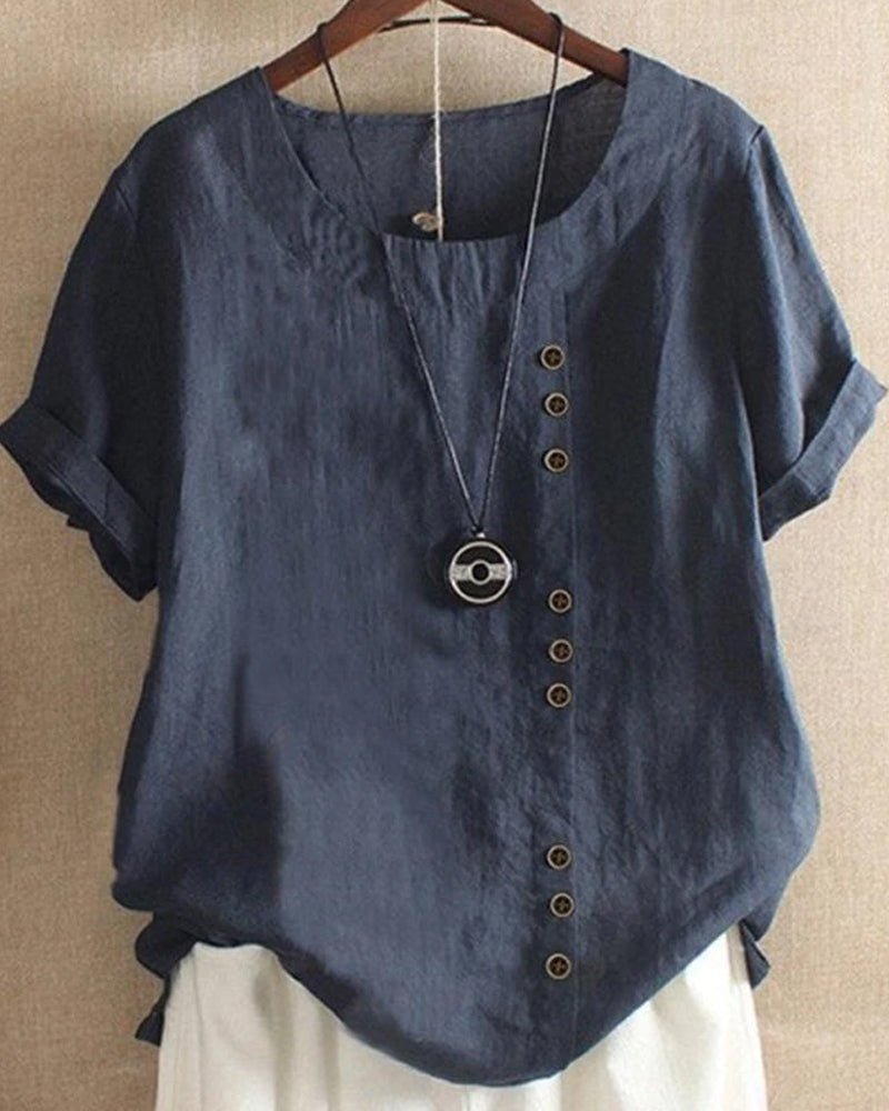 Delaney | Casual Short Sleeve Top with Button Front