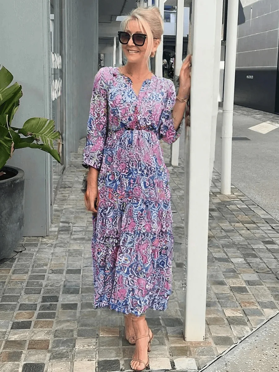 Delia | Women's Boho Dress with Floral Print and Relaxed Fit