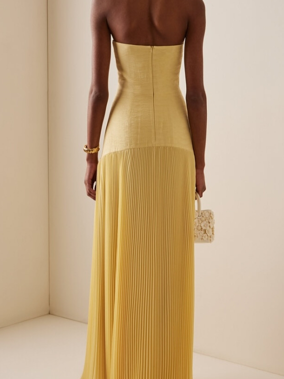 Evangeline | Women's Strapless Pleated Maxi Dress Formal Evening Gown