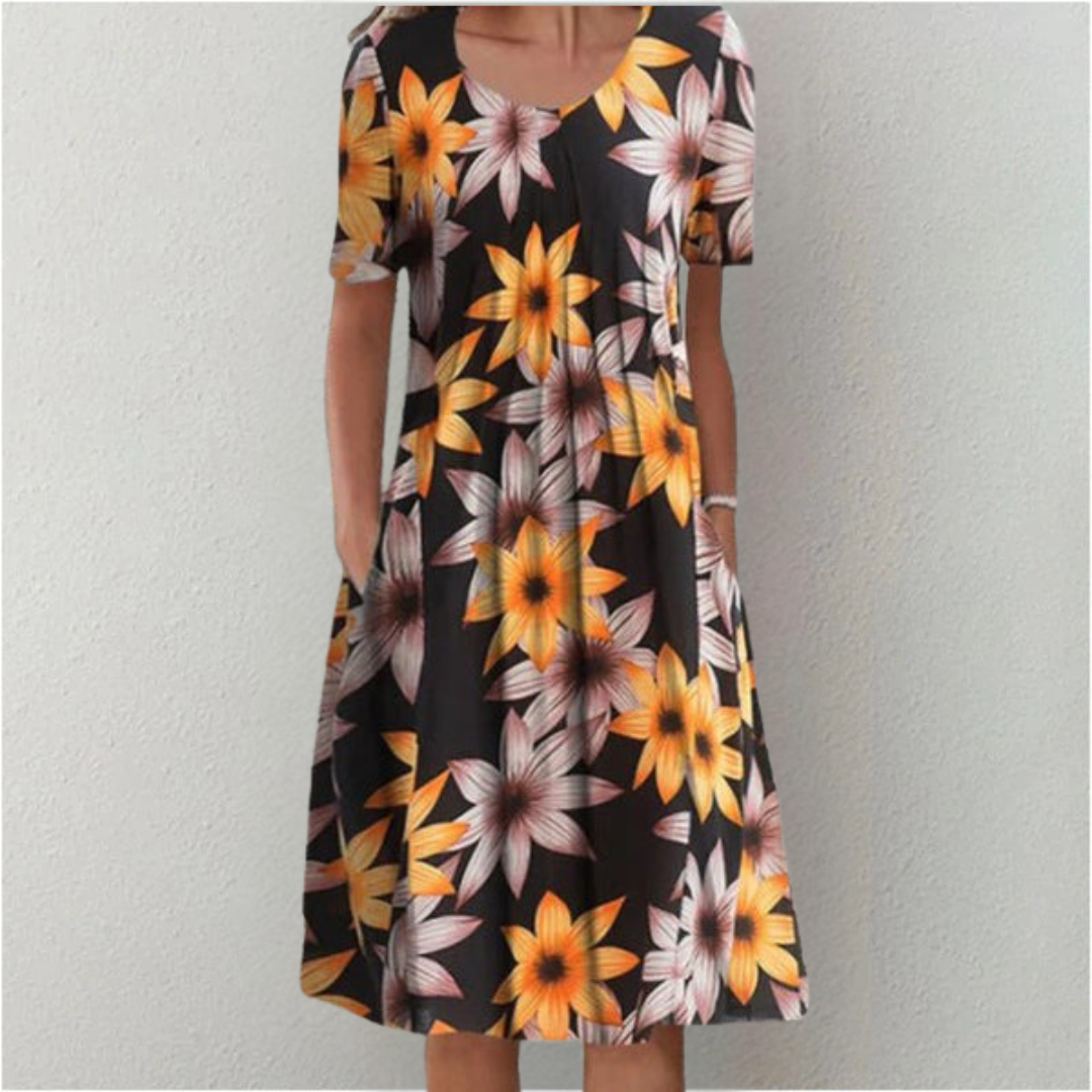 Celina | Women's Casual Floral Dress with Pockets and Short Sleeves