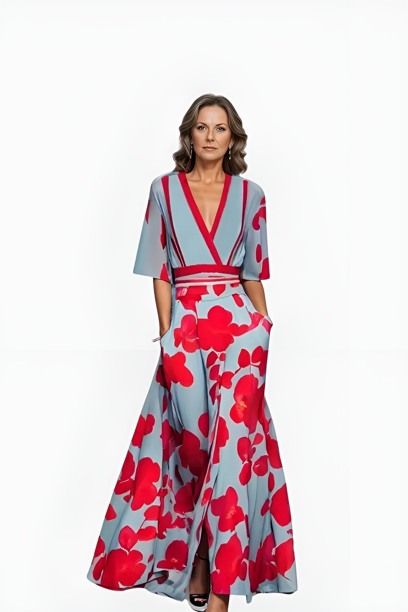 Diana | Women's Floral Wrap Dress with Adjustable Tie and Short Sleeves