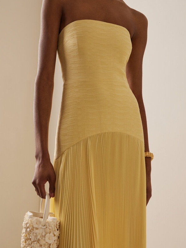 Evangeline | Women's Strapless Pleated Maxi Dress Formal Evening Gown