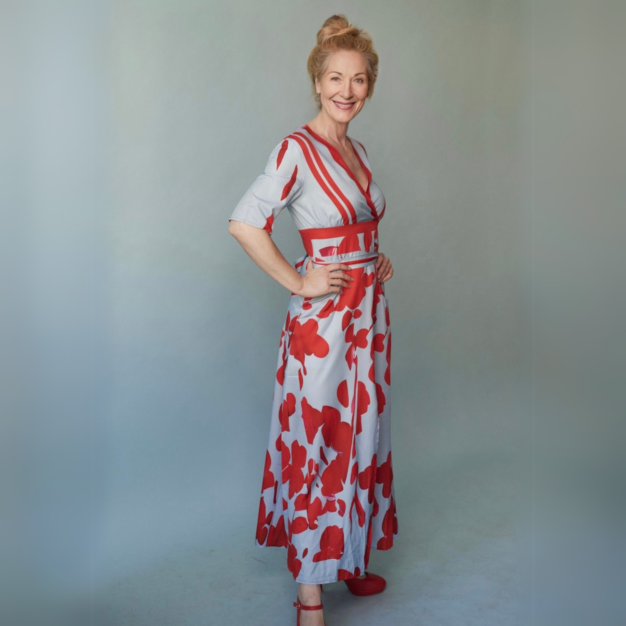 Diana | Women's Floral Wrap Dress with Adjustable Tie and Short Sleeves
