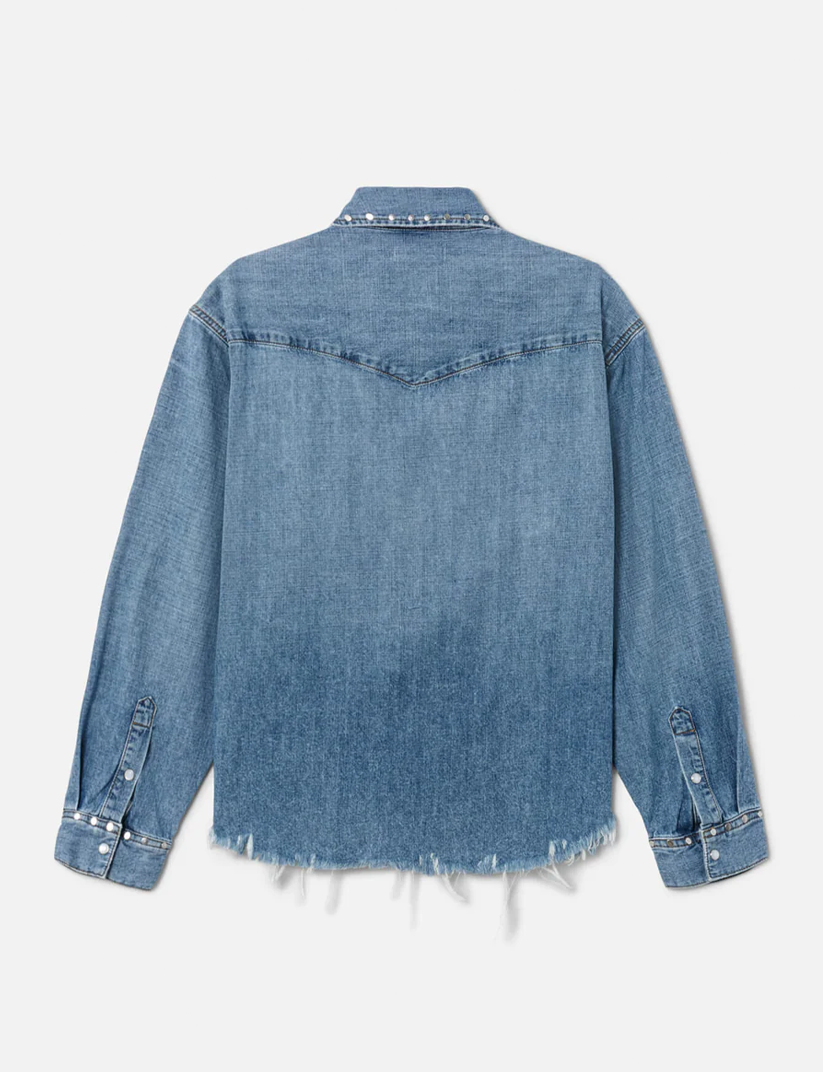 Distressed Western Shirt, Vintage Biker/Blue Stud