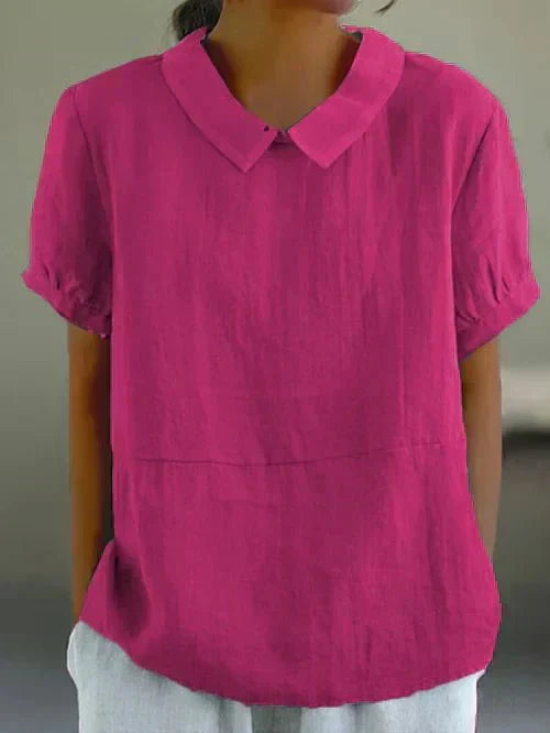 Audra | Short Sleeve Casual Top with Peter Pan Collar