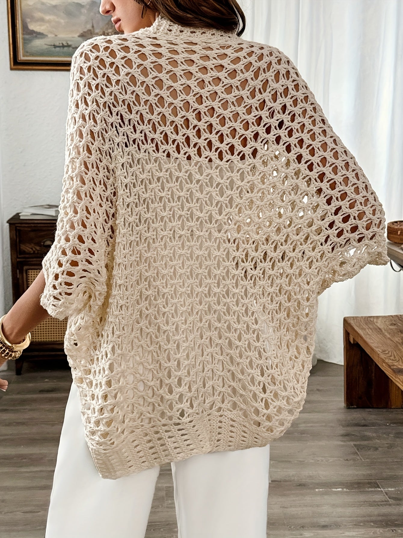Everly | Open Knit Cardigan with Drape Design