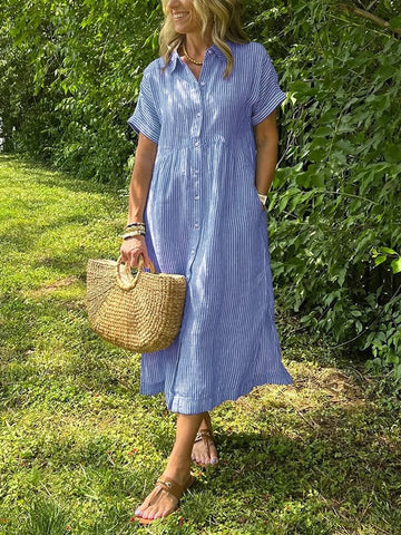 Hadleigh | Women's Button-Up Shirt with Striped Pattern and Classic Fit