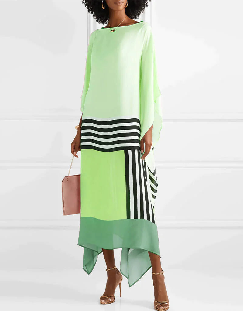 Aria | Women's Caftan Dress Geometric Print Batwing Sleeve Maxi Dress
