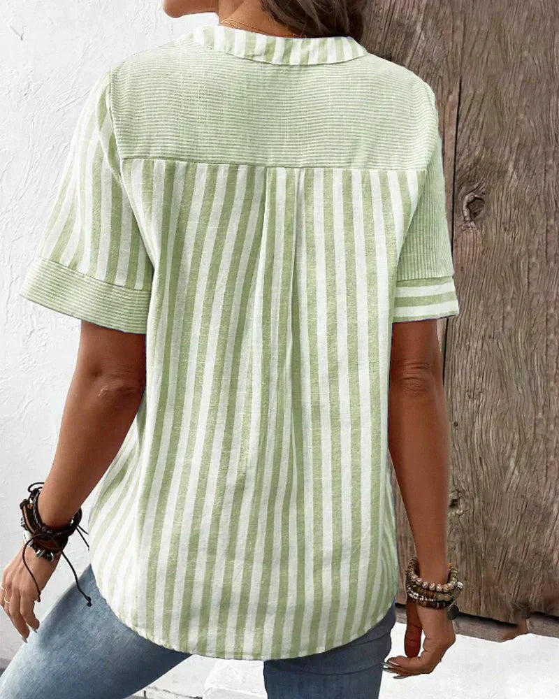 Elodie | Striped Blouse with Short Sleeves