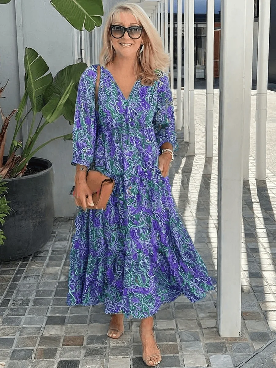 Delia | Women's Boho Dress with Floral Print and Relaxed Fit