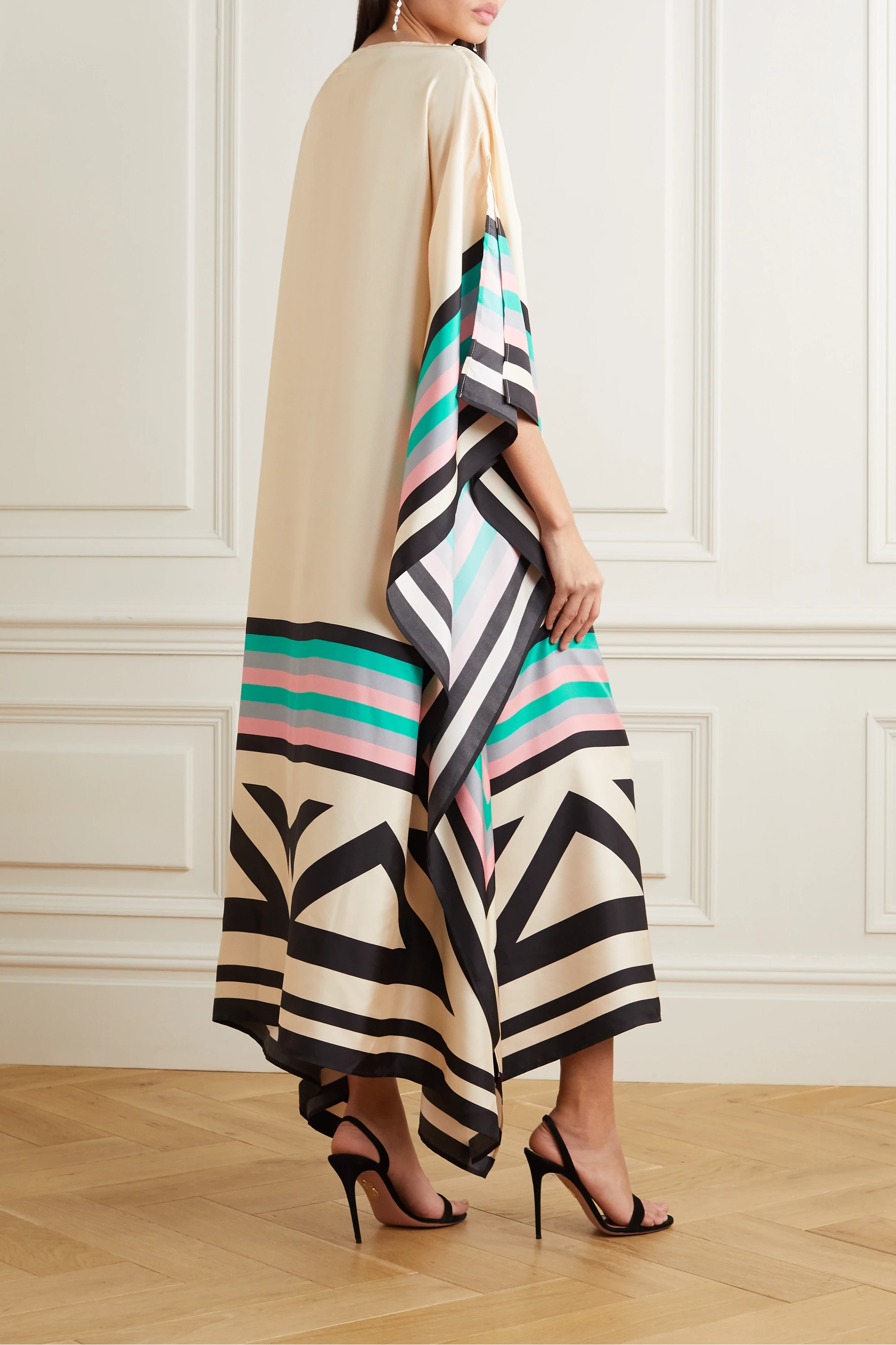 Aria | Women's Caftan Dress Geometric Print Batwing Sleeve Maxi Dress