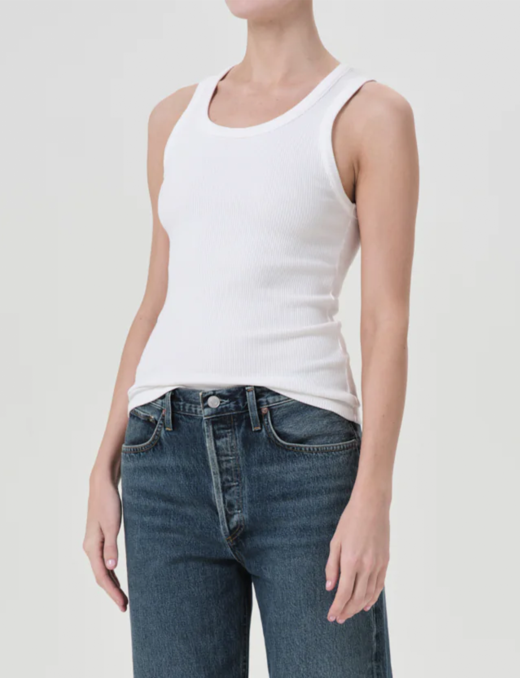 Poppy Scoop Neck Tank, White