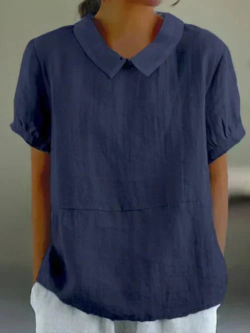 Audra | Short Sleeve Casual Top with Peter Pan Collar