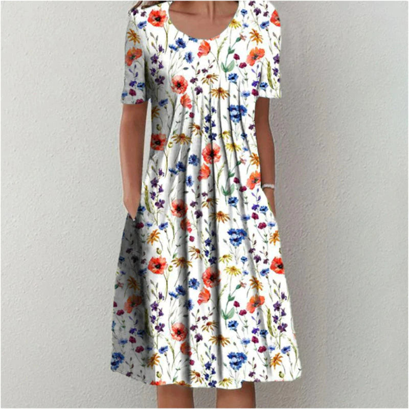 Celina | Women's Casual Floral Dress with Pockets and Short Sleeves