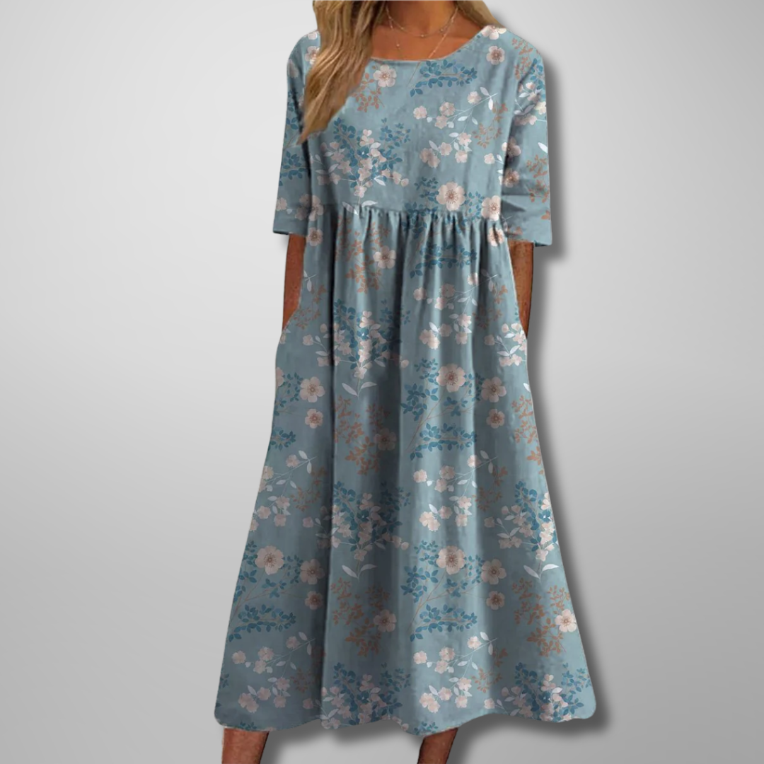 Amelia | Women's Floral Midi Dress with Relaxed Fit and Soft Fabric