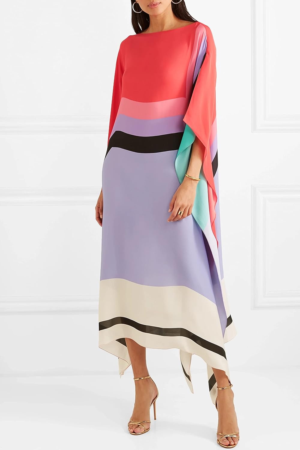 Aria | Women's Caftan Dress Geometric Print Batwing Sleeve Maxi Dress