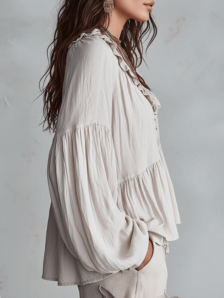 Clara | Women's Long Sleeve Bohemian Loose Fit Blouse