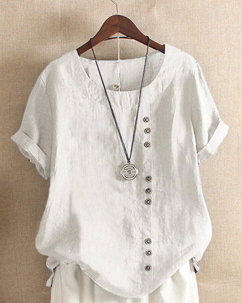 Delaney | Casual Short Sleeve Top with Button Front