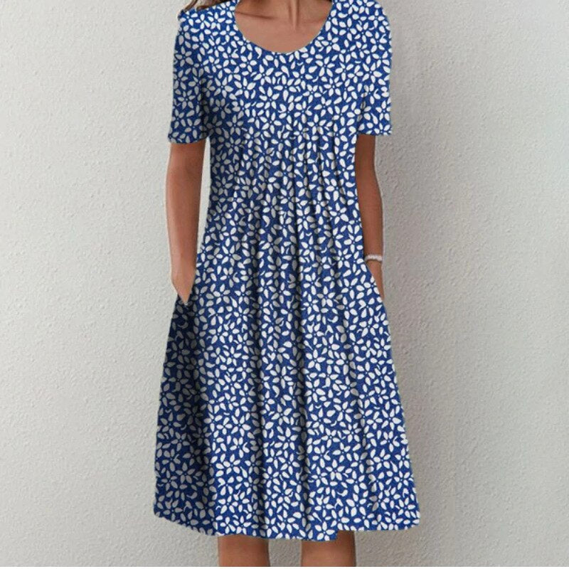 Celina | Women's Casual Floral Dress with Pockets and Short Sleeves