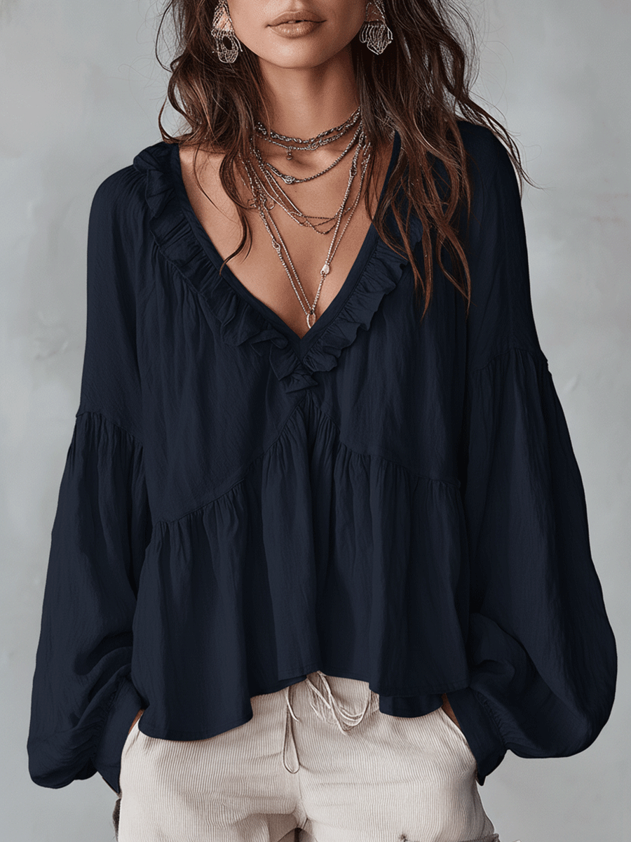 Clara | Women's Long Sleeve Bohemian Loose Fit Blouse
