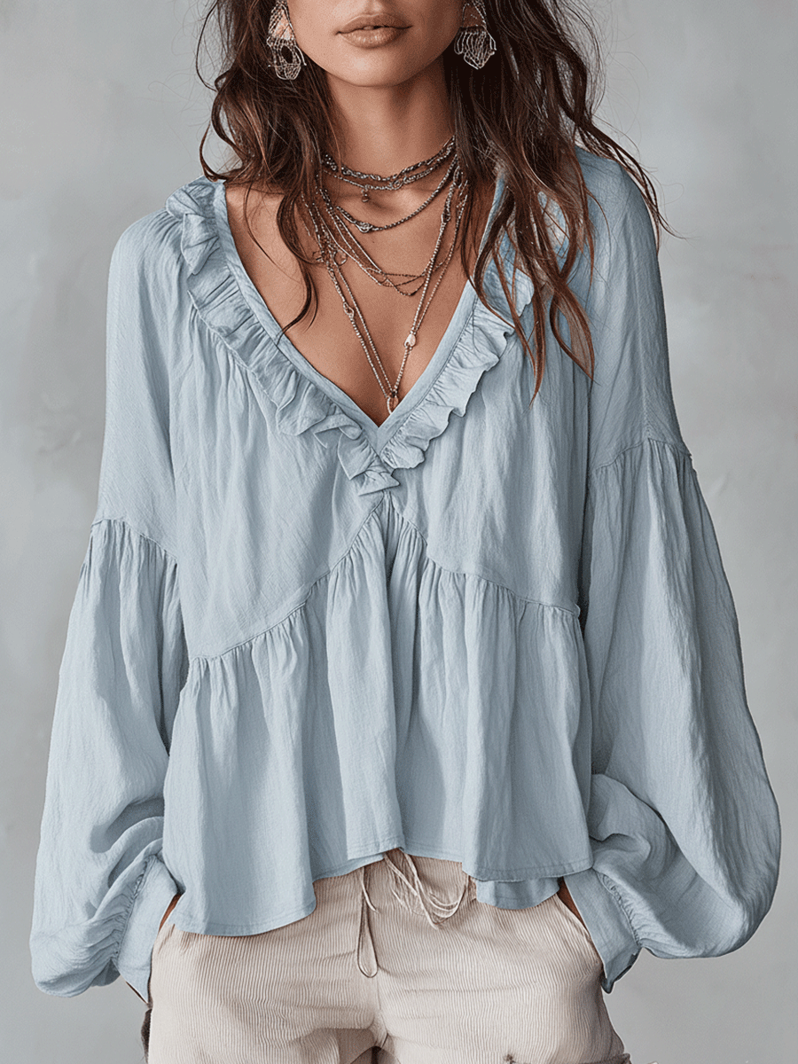 Clara | Women's Long Sleeve Bohemian Loose Fit Blouse