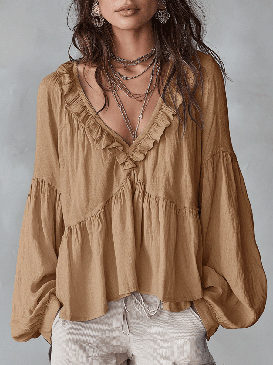 Clara | Women's Long Sleeve Bohemian Loose Fit Blouse