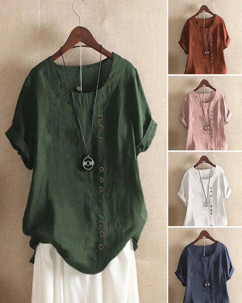 Delaney | Casual Short Sleeve Top with Button Front